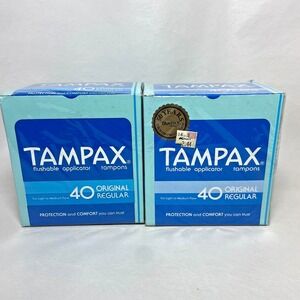 VTG Lot of 2 80s Tampax Tampons Original Regular 40ct Box Movie TV Play Prop NOS